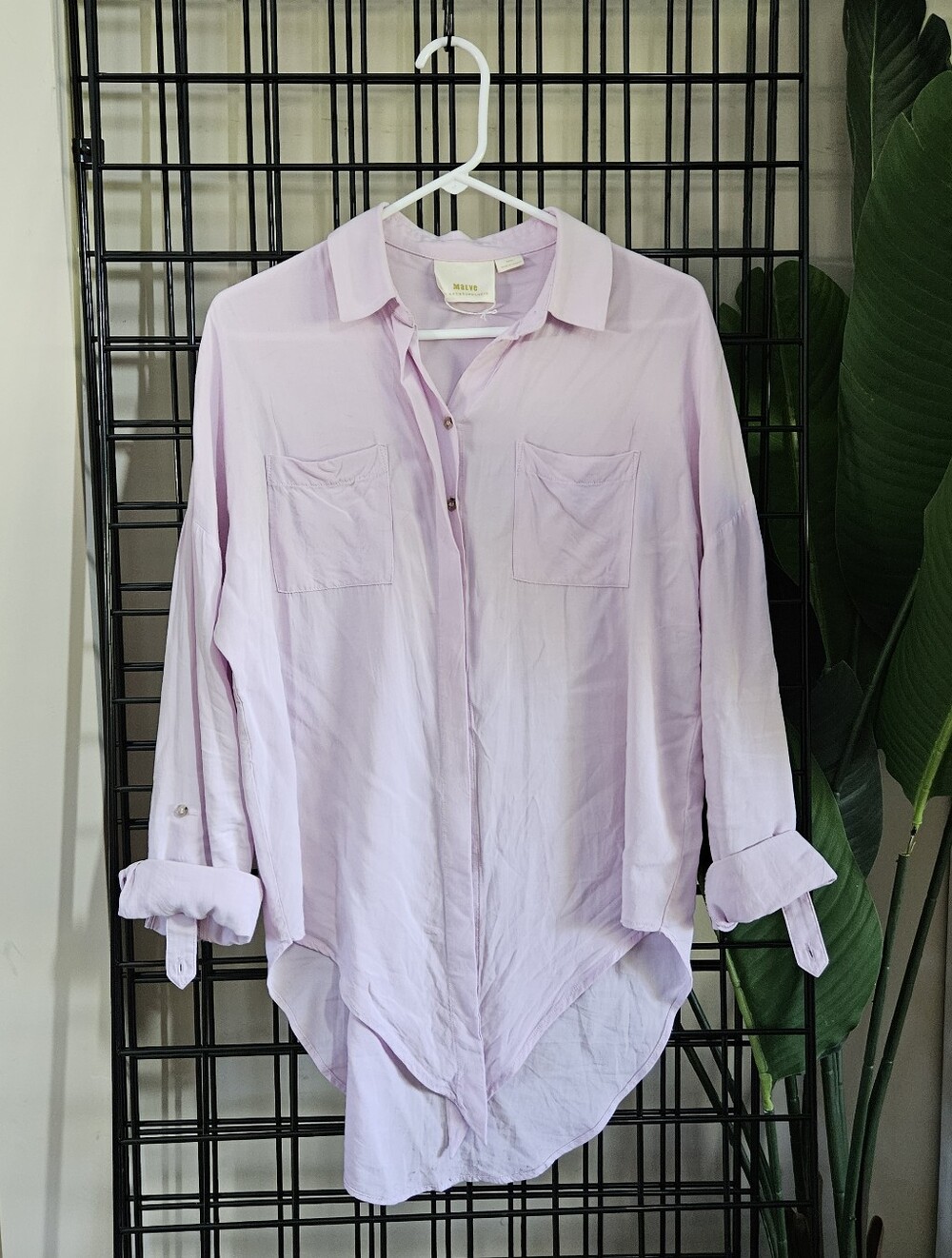 Maeve by Anthropologie Lightweight Tie Front Lilac Shirt